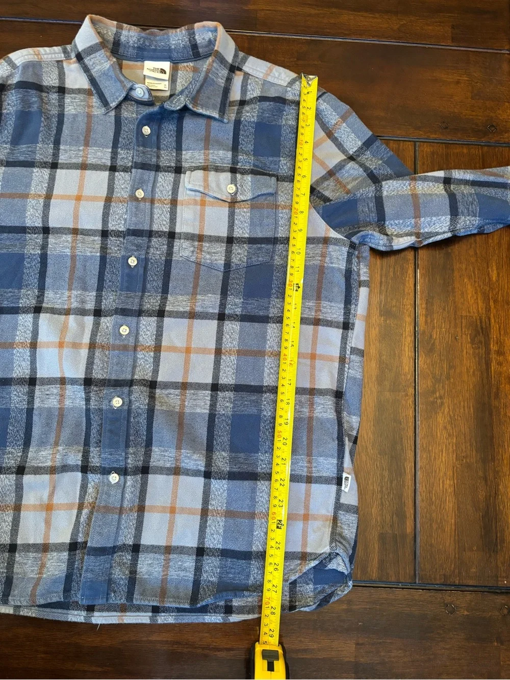 The North Face Men's Flannel Blue Plaid Button-Down Shirt 100% Cotton Warm XL